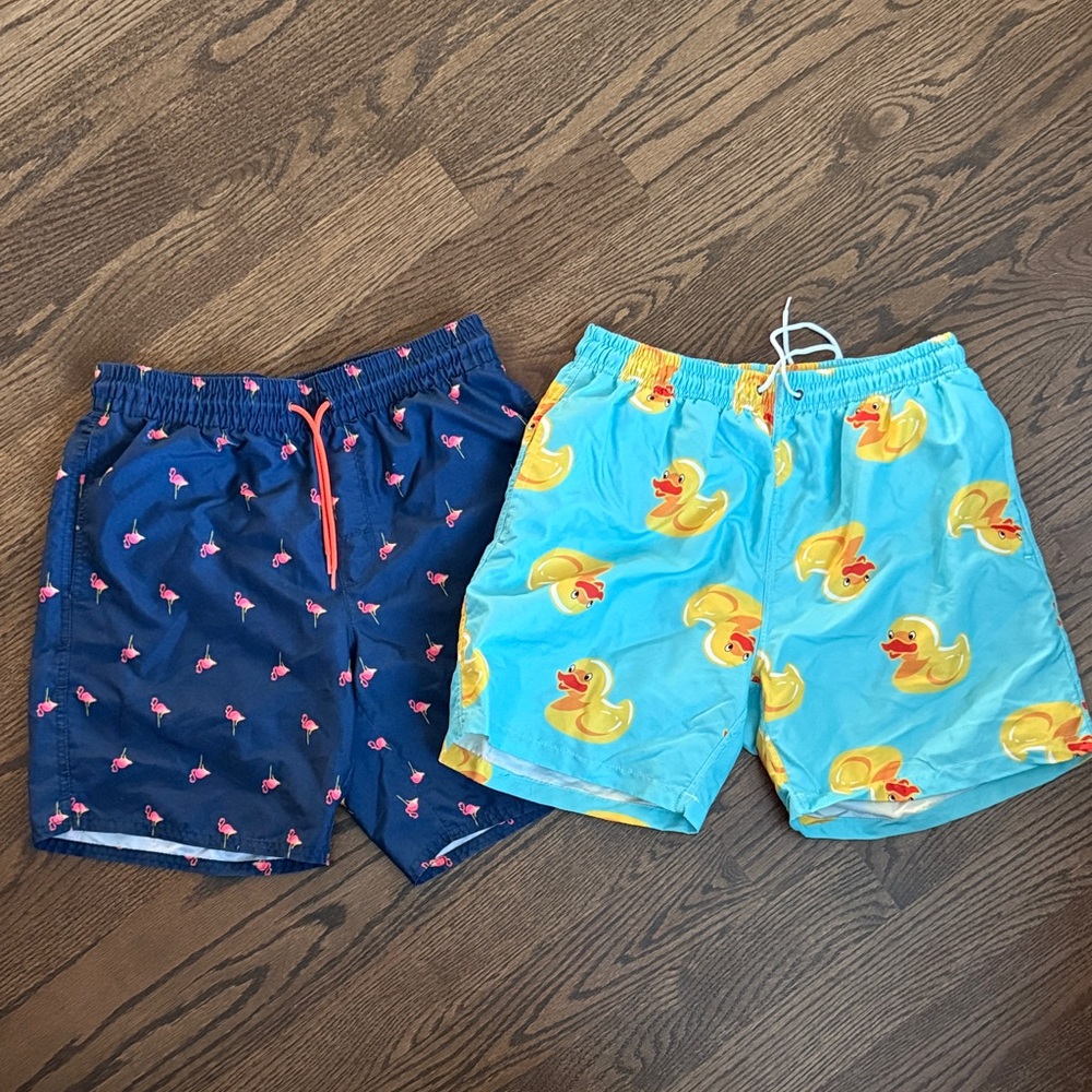 Adult Swim Trunks Set - Flamingo and Duck Print